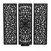 Premium Wooden Decoration Hand Carved 3 Wall Panel (MDF Wood, Black) - WoodenTwist